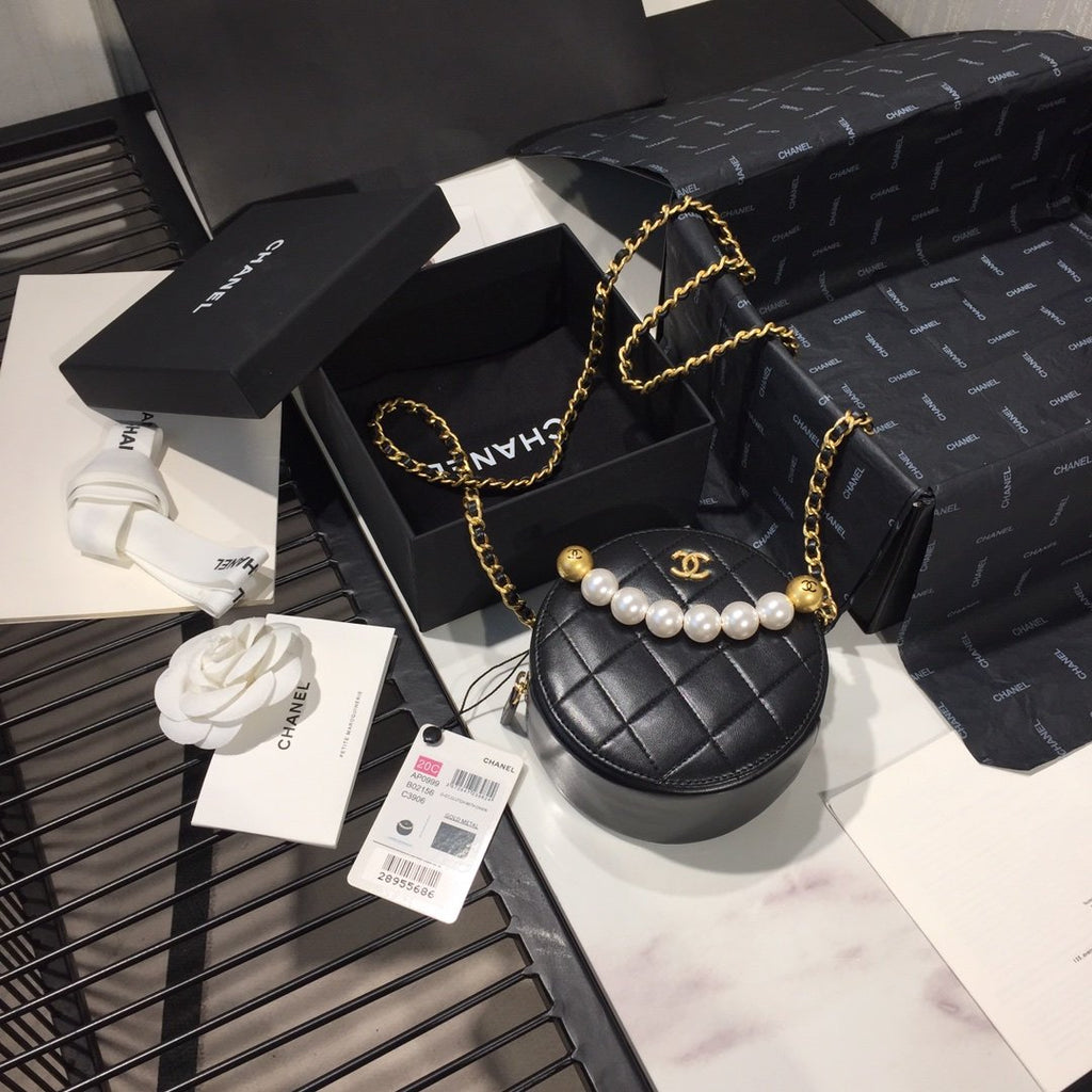 Chanel Pearl Round Clutch with Chain
