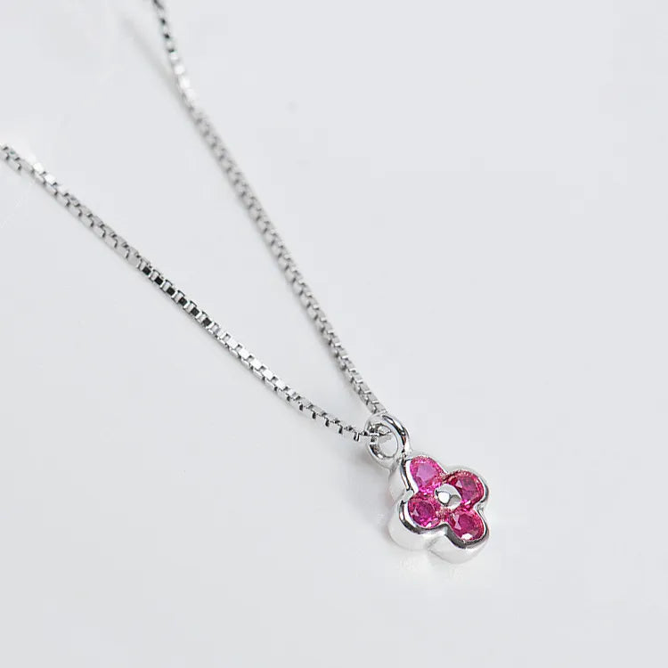925 Silver Four Leaf Clover Necklace With Diamonds